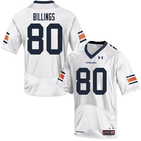 Men's Auburn Tigers #80 Jackson Billings White 2020 College Stitched Football Jersey